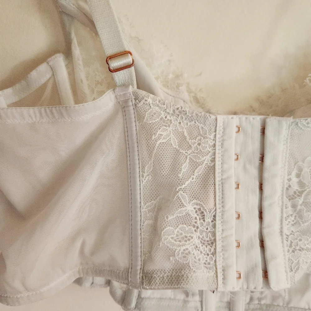 Victorias Secret Dream Angels White Lace Corset Top Unlined XL Extra Large - Picture 4 of 7